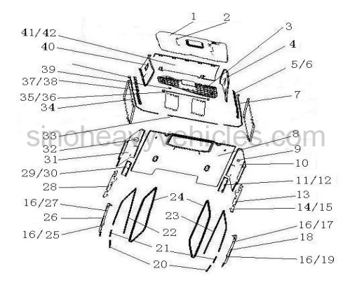 SINOTRUK PARTS CATALOG CABIN INTERIOR INTERNAL LINING