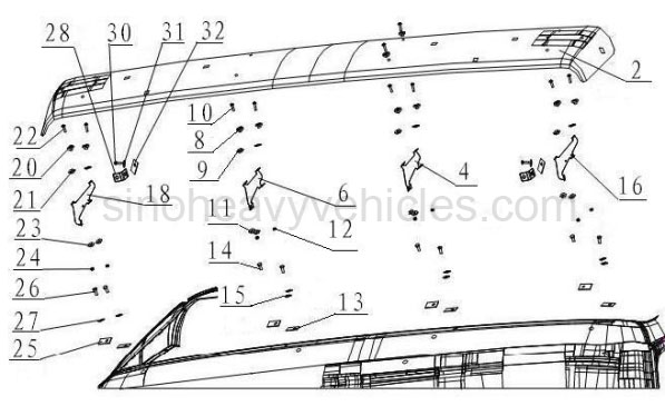 HOWO CAB PARTS CATALOG SUN VISOR